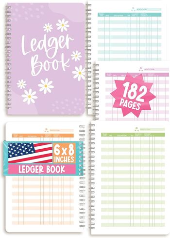 Accounting Ledger Book - Account Ledger Books for Bookkeeping, Bookkeeping Record Book, Accounting Notebook Spiral, Income and Expense Tracker Notebook, Daisy Account Tracker in Saudi Arabia