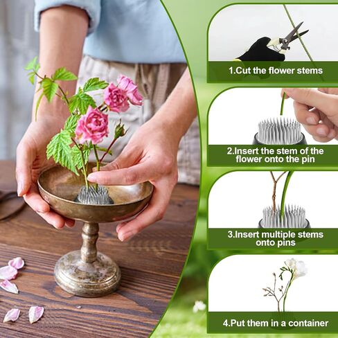 3 Pcs Flower Frog Pin Holder, Round Metal Flower Frog Vase Arranger Pin Holder, for Ikebana, Home Decoration Craft, DIY Flower Craft Arrangements (Silver) in Saudi Arabia