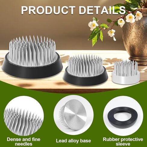 3 Pcs Flower Frog Pin Holder, Round Metal Flower Frog Vase Arranger Pin Holder, for Ikebana, Home Decoration Craft, DIY Flower Craft Arrangements (Silver) in Saudi Arabia