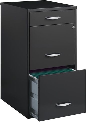 Pemberly Row 3 Drawers 27.32" Vertical Charcoal Metal Filing Cabinet Lockable Pre-Assembled Stationary Letter Size for Home, Office in Saudi Arabia