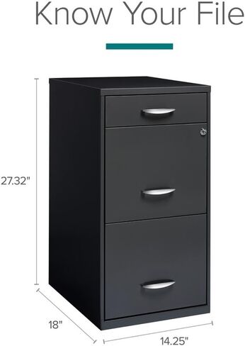 Pemberly Row 3 Drawers 27.32" Vertical Charcoal Metal Filing Cabinet Lockable Pre-Assembled Stationary Letter Size for Home, Office in Saudi Arabia