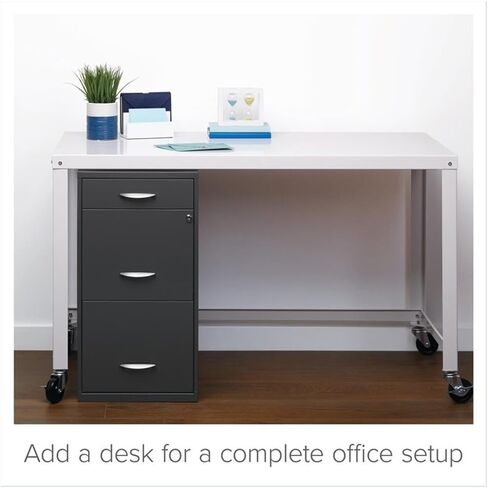 Pemberly Row 3 Drawers 27.32" Vertical Charcoal Metal Filing Cabinet Lockable Pre-Assembled Stationary Letter Size for Home, Office in Saudi Arabia