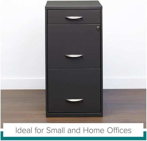 Pemberly Row 3 Drawers 27.32" Vertical Charcoal Metal Filing Cabinet Lockable Pre-Assembled Stationary Letter Size for Home, Office in Saudi Arabia