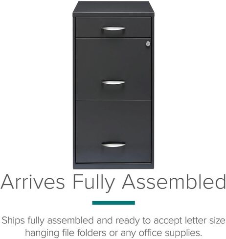 Pemberly Row 3 Drawers 27.32" Vertical Charcoal Metal Filing Cabinet Lockable Pre-Assembled Stationary Letter Size for Home, Office in Saudi Arabia