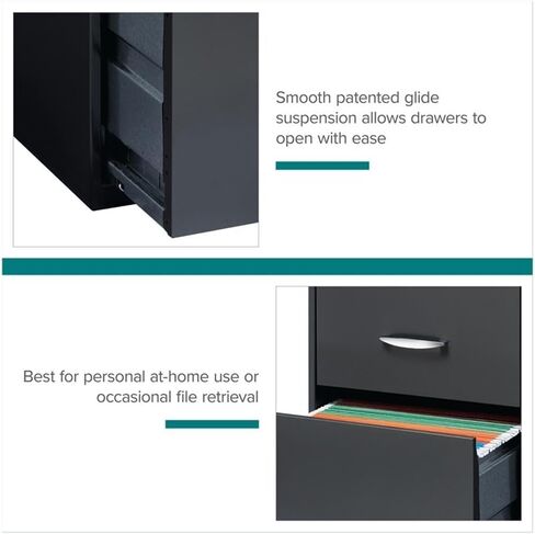 Pemberly Row 3 Drawers 27.32" Vertical Charcoal Metal Filing Cabinet Lockable Pre-Assembled Stationary Letter Size for Home, Office in Saudi Arabia