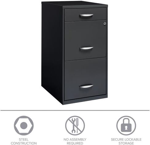 Pemberly Row 3 Drawers 27.32" Vertical Charcoal Metal Filing Cabinet Lockable Pre-Assembled Stationary Letter Size for Home, Office in Saudi Arabia