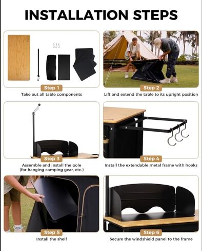 KingCamp Roll up Compact Folding Camping Table, 42.1"× 27.6"× 27.6", Silverblack in Saudi Arabia
