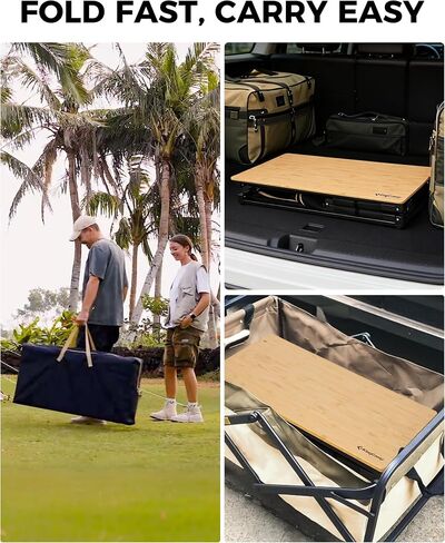 KingCamp Roll up Compact Folding Camping Table, 42.1"× 27.6"× 27.6", Silverblack in Saudi Arabia