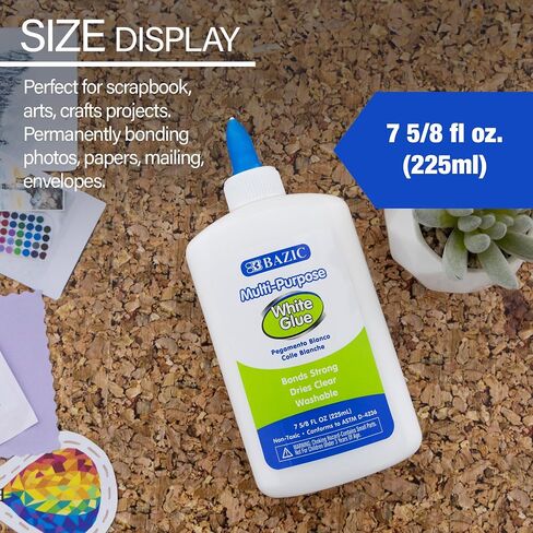 BAZIC Jumbo White Glue 7.62 Oz. (225 mL), All Purpose Adhesive Bond Photo DIY Craft Slime Making, for Office School Home Art Projects, 1-Pack in Saudi Arabia