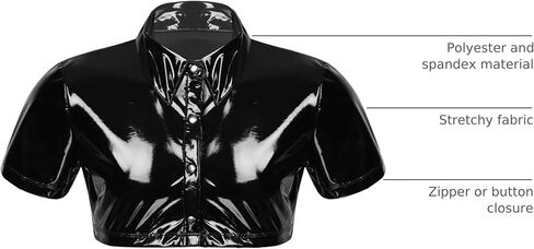 AIEOE Men’s Leather Metallic Shirts Shiny Slim Fit Stretch Top Wetlook Club Party Undershirts in Kuwait