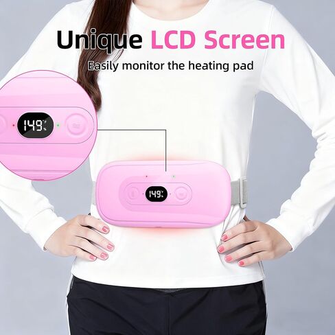 وسادة التدفئة المحمولة لتشنجات الفترة: مؤقت من 30 إلى 60 دقيقة، 6 مستويات للحرارة و6 أوضاع للاهتزاز، وسادة تسخين كهربائية لاسلكية لتخفيف آلام الظهر، وسادة تدفئة للحيض باللون الوردي in Kuwait