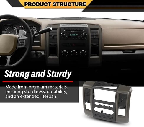 Radio Bezel Trim Panel Dashboard Stereo Surround Frame Compatible with Dodge Ram 2009 2010 2011 2012 Silver in Saudi Arabia