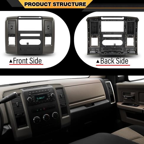 Radio Bezel Trim Panel Dashboard Stereo Surround Frame Compatible with Dodge Ram 2009 2010 2011 2012 Silver in Saudi Arabia