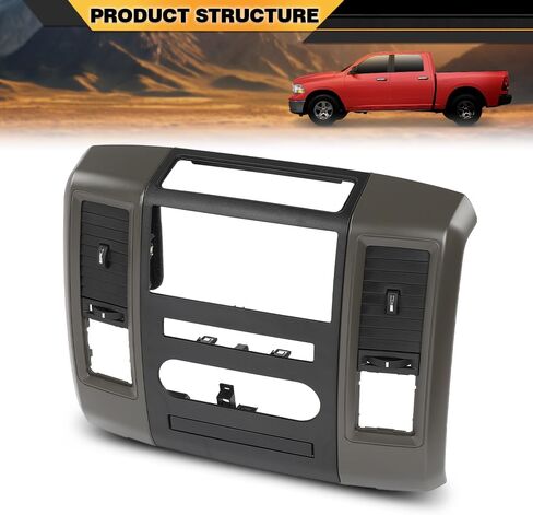 Radio Bezel Trim Panel Dashboard Stereo Surround Frame Compatible with Dodge Ram 2009 2010 2011 2012 Silver in Saudi Arabia