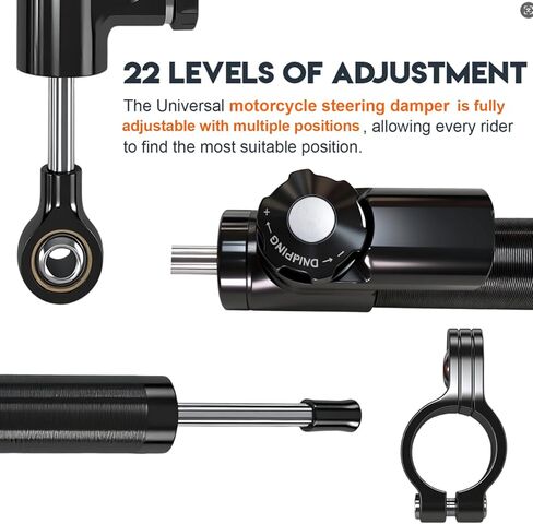 10-Inch Universal For Motorcycle Steering Damper Stabilizer Steering Stabilizer for R3 R6 R15 R125 R25 FZ1 FZ8 FZ09 MT09 ZX6R ZX14R GSXR600 CBR600RR 1000RR CB400 CB1000 GSX1300R (Black) in Kuwait