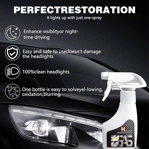 Automotive Headlamp Restoration Fluid Oxidized Kit,Headlight Refurbishment Kit,Professional Car Headlamp Cleaner with Refurbishing Agent,Multifunctional Car Headlight Polishing for All Vehicle Types in Kuwait
