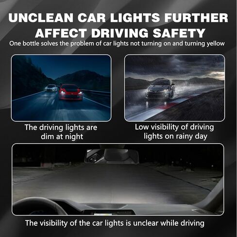 Automotive Headlamp Restoration Fluid Oxidized Kit,Headlight Refurbishment Kit,Professional Car Headlamp Cleaner with Refurbishing Agent,Multifunctional Car Headlight Polishing for All Vehicle Types in Kuwait