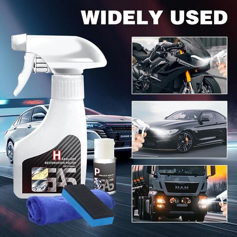 Automotive Headlamp Restoration Fluid Oxidized Kit,Headlight Refurbishment Kit,Professional Car Headlamp Cleaner with Refurbishing Agent,Multifunctional Car Headlight Polishing for All Vehicle Types in Kuwait