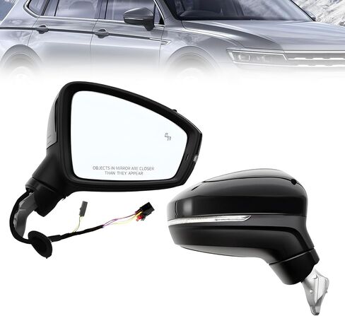 Passenger Right Side Mirror Assembly Compatible with Ti-guan 2018-2021 Blind Spot Match & Heated and Turn Signal Light 5NN857508AB9B9 (6+2 Pins) in Saudi Arabia