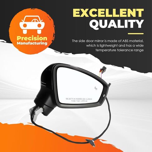 Passenger Right Side Mirror Assembly Compatible with Ti-guan 2018-2021 Blind Spot Match & Heated and Turn Signal Light 5NN857508AB9B9 (6+2 Pins) in Saudi Arabia