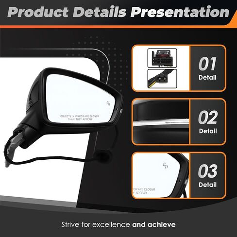 Passenger Right Side Mirror Assembly Compatible with Ti-guan 2018-2021 Blind Spot Match & Heated and Turn Signal Light 5NN857508AB9B9 (6+2 Pins) in Saudi Arabia