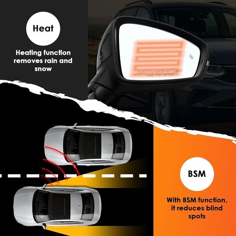 Passenger Right Side Mirror Assembly Compatible with Ti-guan 2018-2021 Blind Spot Match & Heated and Turn Signal Light 5NN857508AB9B9 (6+2 Pins) in Saudi Arabia