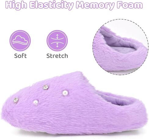 Girls Mermaid House Slippers Rainbow Faux Fur Non-Slip Comfy House Shoes for Kids Bedroom Indoor Outdoor in Saudi Arabia