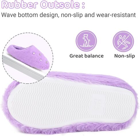 Girls Mermaid House Slippers Rainbow Faux Fur Non-Slip Comfy House Shoes for Kids Bedroom Indoor Outdoor in Saudi Arabia