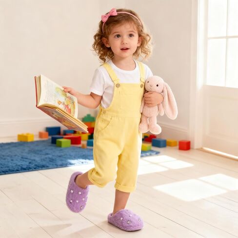 Girls Mermaid House Slippers Rainbow Faux Fur Non-Slip Comfy House Shoes for Kids Bedroom Indoor Outdoor in Saudi Arabia
