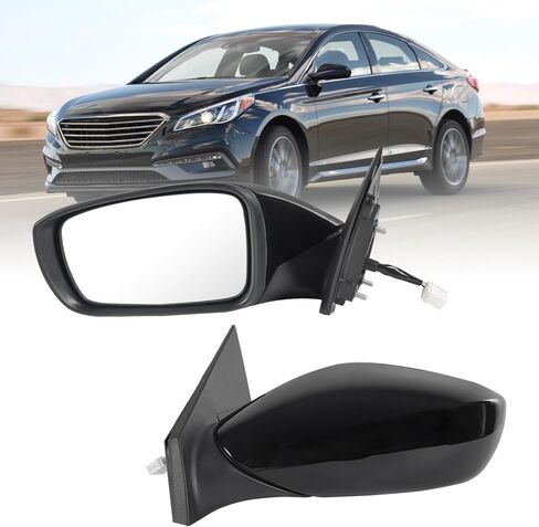 مرآة رؤية جانبية للسائق الأيسر JDMSPEED باللون الأسود متوافقة مع 2011-2014 Hyundai Sonata ساخنة يدويًا قابلة للطي زجاج الطاقة استبدال إشارة الانعطاف # HY1321168 87620-3Q110 (7 دبابيس) in Kuwait