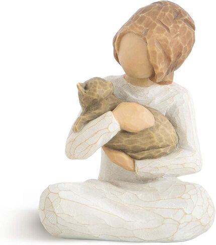 Willow Tree Kindness (Girl), Above All, Kindness, Expresses Relationship with A Much-Loved Pet, A Gift to Celebrate an Adoption, for Animal Lovers and Cat Owners, Sculpted Hand-Painted Figure in Saudi Arabia