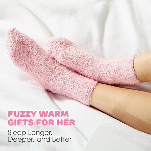 Geyoga 7 Pairs Fuzzy Slipper Socks for Women Soft Fluffy Slipper with Velvet Ribbon Cozy Winter Warm Plush Home Sleeping Sock in Saudi Arabia