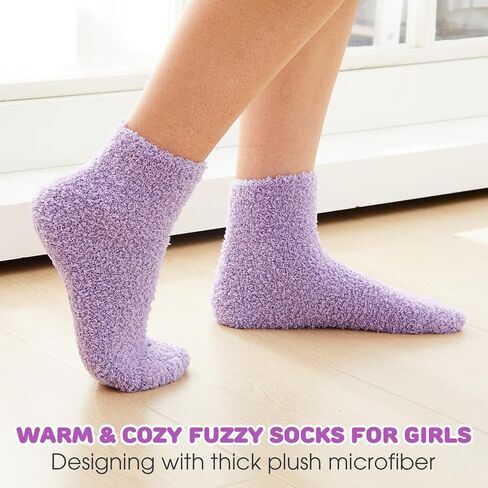 Geyoga 7 Pairs Fuzzy Slipper Socks for Women Soft Fluffy Slipper with Velvet Ribbon Cozy Winter Warm Plush Home Sleeping Sock in Saudi Arabia