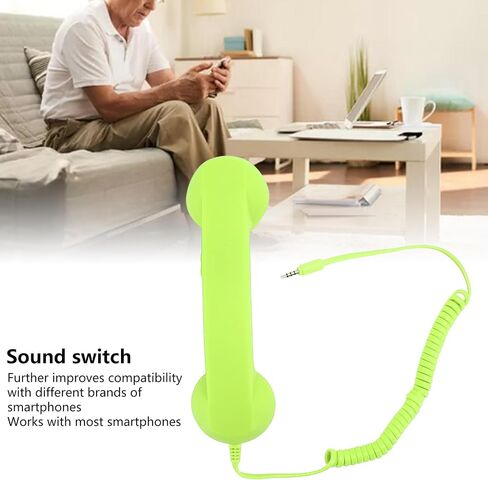 GOTOTOP Retro Telephone Receiver, One Touch Answer Volume Control Sound with 3.5mm Plug for Smartphone PC (Black) in Saudi Arabia