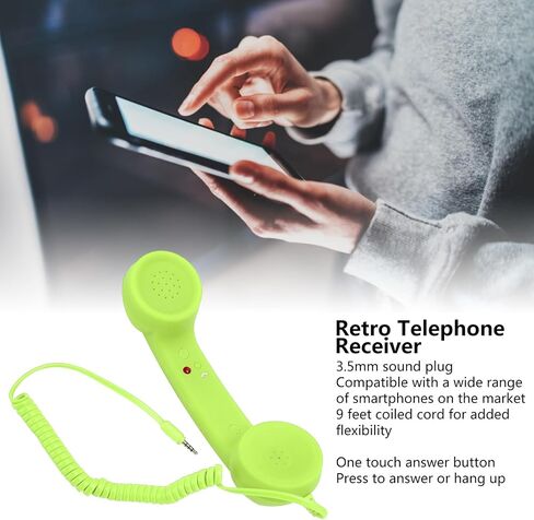 GOTOTOP Retro Telephone Receiver, One Touch Answer Volume Control Sound with 3.5mm Plug for Smartphone PC (Black) in Saudi Arabia