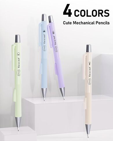 Cute Mechanical Pencil Set with Case,4PCS Pastel Fast Click Aesthetic Mechanical Pencils with 480PCS HB Lead Refills, 2 Erasers, 12 Eraser Refills School Supplies for Girls Writing Drawing Sketching in Saudi Arabia