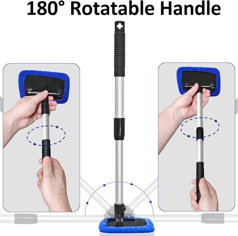 Beieverluck 20 Pieces Windshield Cleaner Tool, Inside Car Windshield Cleaning Tool with 12 Microfiber Pads, 4 Spray Bottle, and Extendable Handles Car Window Cleaning Tool Kit, Gray in Saudi Arabia