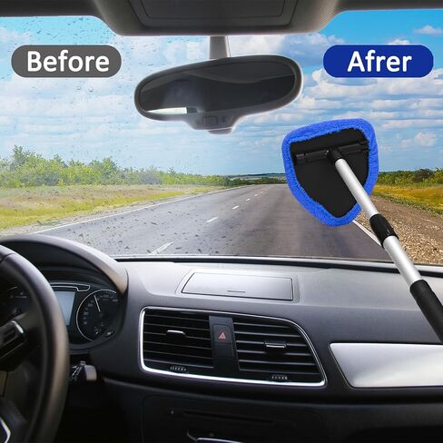 Beieverluck 20 Pieces Windshield Cleaner Tool, Inside Car Windshield Cleaning Tool with 12 Microfiber Pads, 4 Spray Bottle, and Extendable Handles Car Window Cleaning Tool Kit, Gray in Saudi Arabia