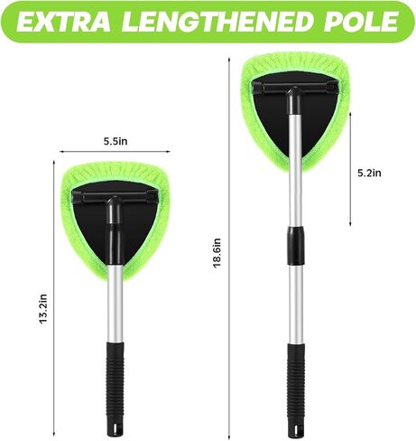 Baderke 10 Pcs Windshield Cleaner Tool Car Window Cleaning Supplies with Extendable Handle Include 6 Washable Microfiber Bonnets 2 Empty 60ml Spray Bottle Glass Wiper Kit (Green) in Saudi Arabia