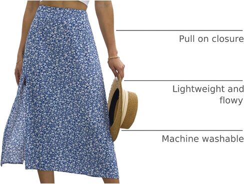 NENONA Women High Waisted Lightweight Flowy Slit Midi Skirts Summer Cute Boho Floral Skirt Y2k in Saudi Arabia