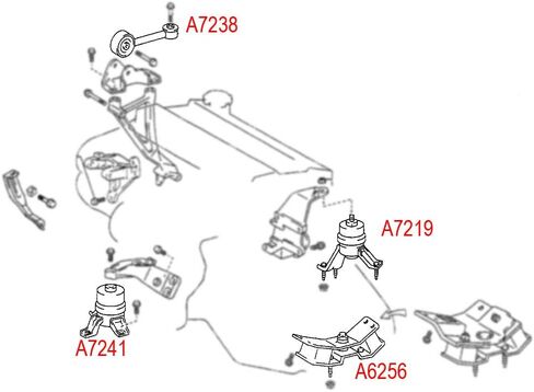 مجموعة تركيب محرك المحرك - متوافقة مع 2002-2006 Toyota Camry 2.4L 2004-2006 Toyota Solara 2.4L, A4203 A4212 A4207 A4236 in Saudi Arabia