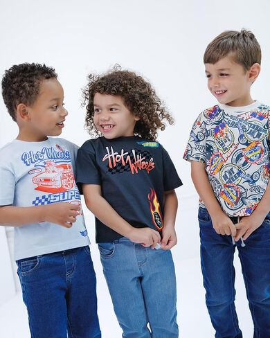 تي شيرت برسومات للأطفال الصغار/الصغار/الكبار من Hot Wheels مكون من 3 قطع in Kuwait