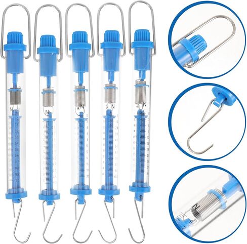 VILLCASE 5pcs Tubular Spring Scales Transparent Hanging Balance Scientific Physics Experiment Equipment Rust-Resistant Dual Scale for Lab Classroom Use in Saudi Arabia
