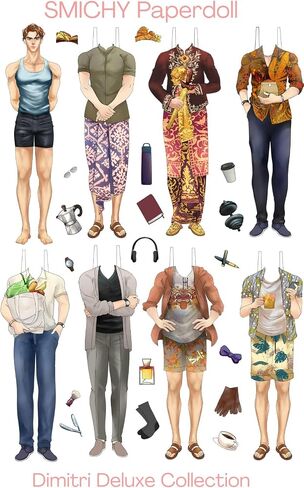 Smichy™ Dimitri Deluxe Paperdoll, A5 Pre-Cut 400 GSM Art Card, Mix-and-Match Fashion Collection for Journaling, Scrapbooking in Saudi Arabia