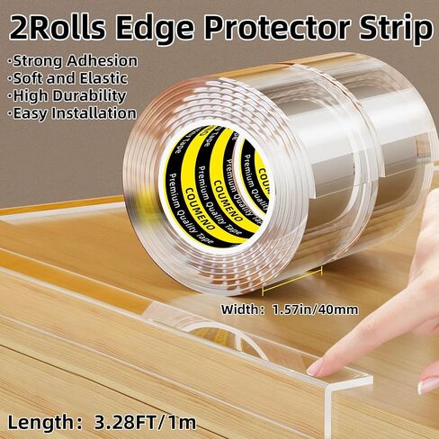 COUMENO Edge Protector, Edge Protector Strip Clear, Strong Adhesive, Used Edge Protectors for Sharp Corners of Cabinets, Tables, Drawers Anti-Sharp Edge Protect 0.8inX9.84FT in Saudi Arabia