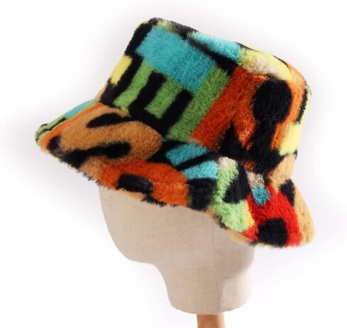 Winter Plush Bucket Hat Women Men Warm Faux Fur Fisherman Hats in Kuwait