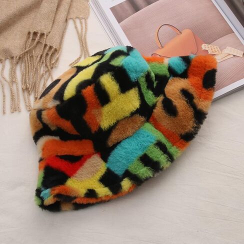 Winter Plush Bucket Hat Women Men Warm Faux Fur Fisherman Hats in Kuwait