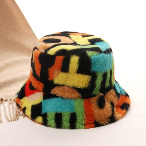 Winter Plush Bucket Hat Women Men Warm Faux Fur Fisherman Hats in Kuwait