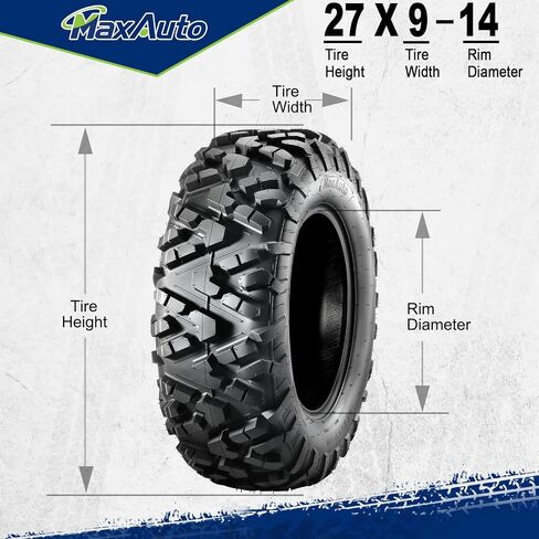 MaxAuto AT27x11-14 ATV UTV Tires, 27x11x14 All Terrain Sport ATV Tires for All Trail Tire, 27 11 14 Mud Sand Off-Road Tire, 6PR Tubeless, 2 Pack in Saudi Arabia