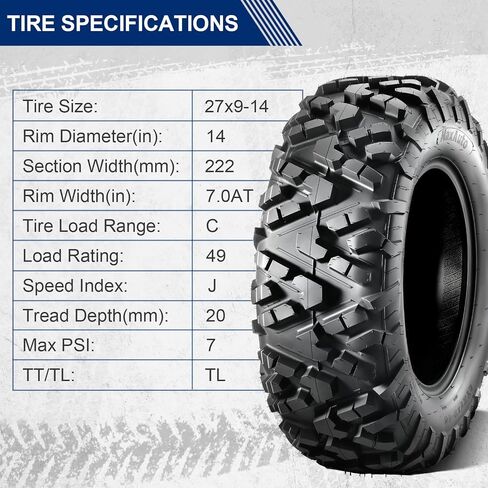MaxAuto AT27x11-14 ATV UTV Tires, 27x11x14 All Terrain Sport ATV Tires for All Trail Tire, 27 11 14 Mud Sand Off-Road Tire, 6PR Tubeless, 2 Pack in Saudi Arabia